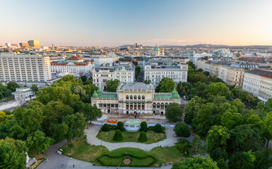 Stadtpark (City Park) in Vienna, Austria aerial view