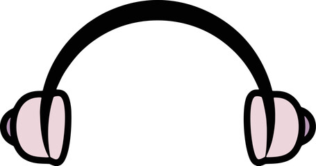 Cute Hand-Drawn Pink Headphones Vector Illustration for Music and Audio Design