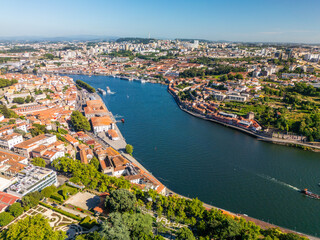 Aerial view of Douro river in  Porto, Portugal