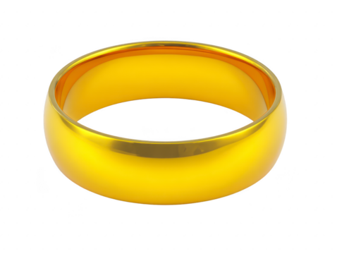 Shiny gold ring classic smooth band elegant jewelry reflective surface isolated on transparency background luxury accessory wedding symbol timeless design polished finish minimal style