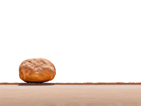 Rock on sandy ground with shadow isolated on transparent background minimal style earthy color natural texture outdoor element calm and peaceful mood suitable for design or presentation