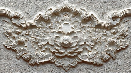 Intricate flower embossed pattern in cream high resolution picture