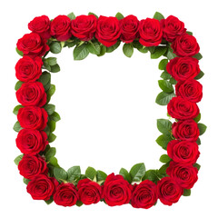 Red roses frame border for text isolated on white Transparent background, PNG 