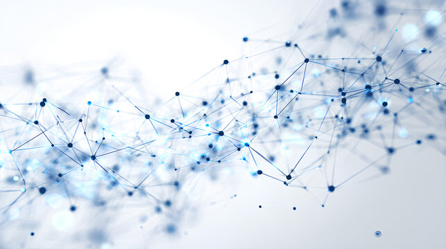 Abstract tech network connection dots. Digital technology and big data analysis background. White background with plexus lines. Geometric background with abstract mesh Stock Vector