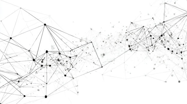 Abstract tech network connection dots. Digital technology and big data analysis background. White background with plexus lines. Geometric background with abstract mesh Stock Vector