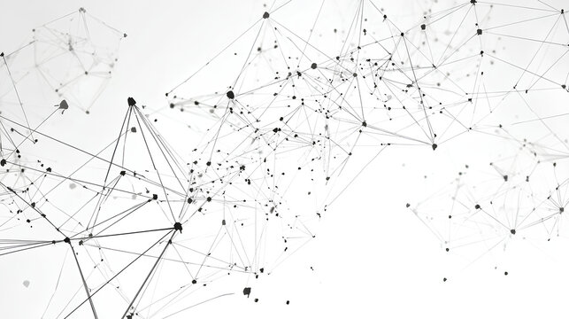 Abstract tech network connection dots. Digital technology and big data analysis background. White background with plexus lines. Geometric background with abstract mesh Stock Vector