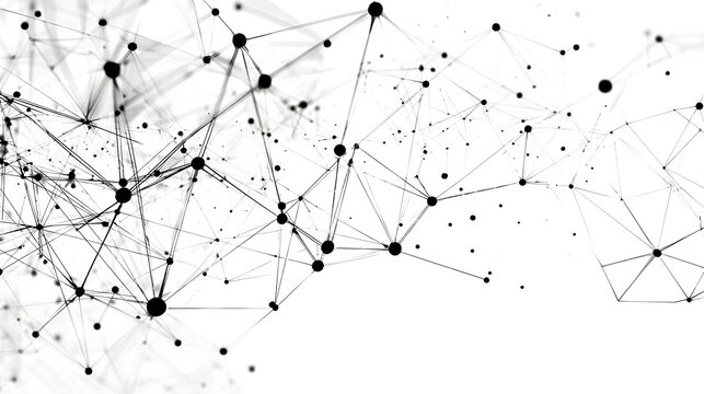 Abstract tech network connection dots. Digital technology and big data analysis background. White background with plexus lines. Geometric background with abstract mesh Stock Vector - Powered by Adobe