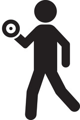 Stick figure person exercising with a dumbbell weight