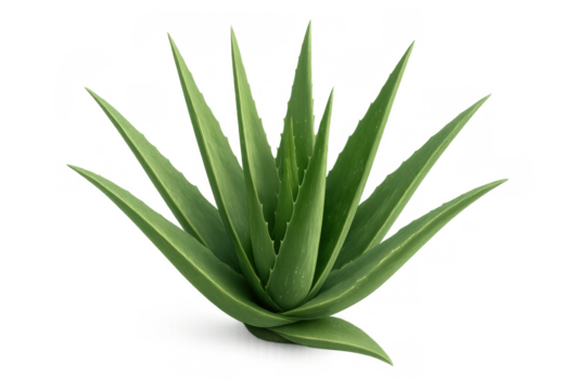Aloe vera plant with green succulent leaves. Growing for natural health and beauty products on transparent background