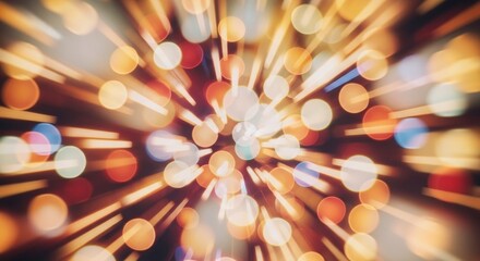 Abstract light trails and bokeh creating a vibrant, dynamic background