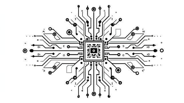 Artificial intelligence icon, sign, logo in the circuit line style. AI processor vector icon flat design. Motherboard digital chip AI. Machine learning design Stock Vector