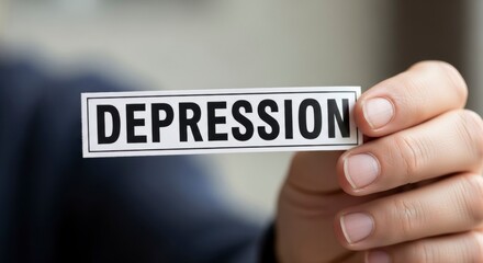Silent Plea: A poignant image of a hand holding the word DEPRESSION, inviting empathy and initiating dialogue on mental wellness. 