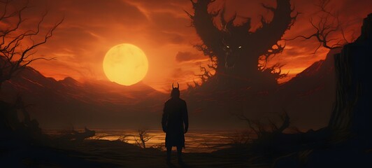 silhouette of demon ,generative AI