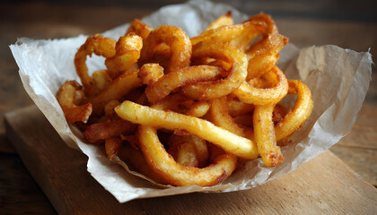 gros plan sur un tas d'oignons frits