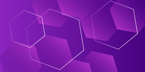 Modern banner purple background with hexagon lines