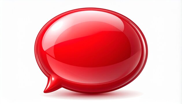 Red Glossy Speech Bubble A Vibrant Symbol of Communication and Dialogue for Social Media