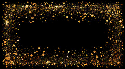 Elegant gold glitter frame made of scattered sparkling dots. Decorative festive border with shimmering golden splashes Stock Vector