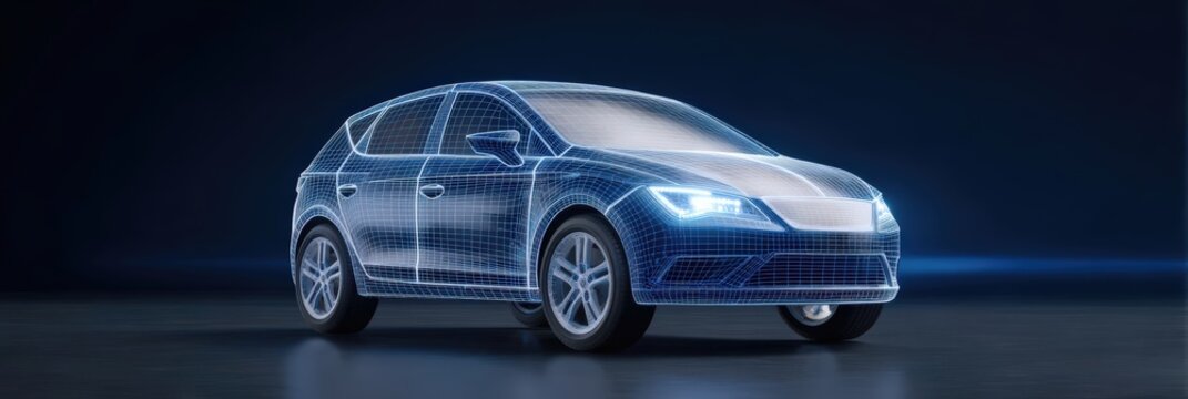 Futuristic city vehicle, Innovative holographic design for efficient city transportation solutions