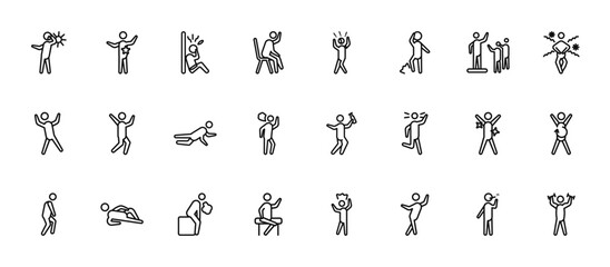 24 set of outline web feelings icons such as better human, shocked human, free human, fresh satisfied vector thin icons for report, presentation, diagram, web design, mobile app