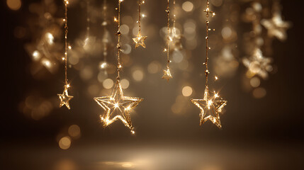 Glowing Christmas Lights. Gold Magic Stars Stock Illustration