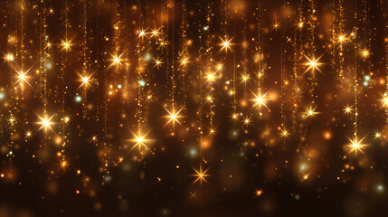 Glowing Christmas Lights. Gold Magic Stars Stock Illustration