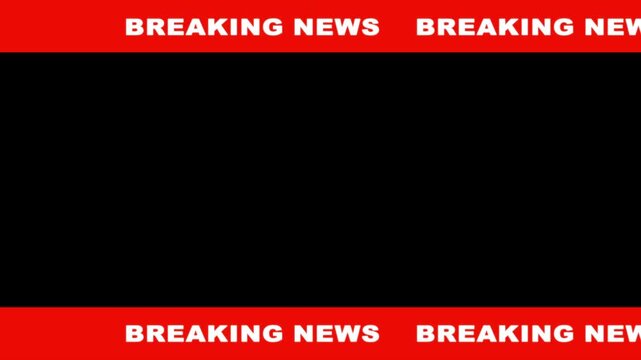 News lower third background overlay template with black screen, TV broadcast style animation for breaking news or live updates. Breaking news lower third 3rd chyron.