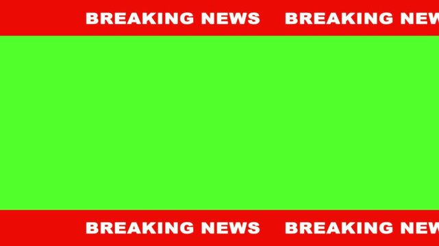 News lower third background overlay template with green screen, TV broadcast style animation for breaking news or live updates. Breaking news lower third 3rd chyron.