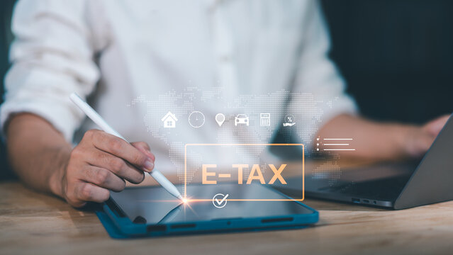 Concept of digital taxation and fintech innovation, highlighting automation, cloud accounting, data security, and paperless management for modern business transformation and online tax compliance. - Powered by Adobe