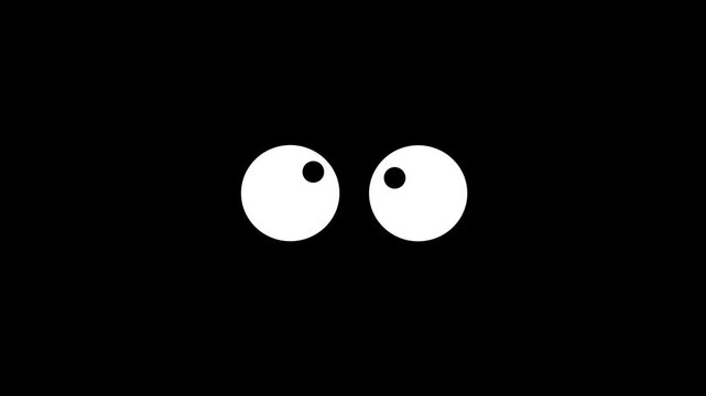 animated eye icon, round rolling eyes, glancing eyes, dizzy eye expression, 4k video