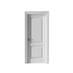 Elegant white door with intricate detailing and sleek handle, showcasing a modern design and aesthetic appeal on transparent background