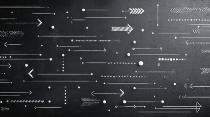 Tactics Chalkboard Design Featuring Clean Lines and Various Arrows on a Premium Matte Background