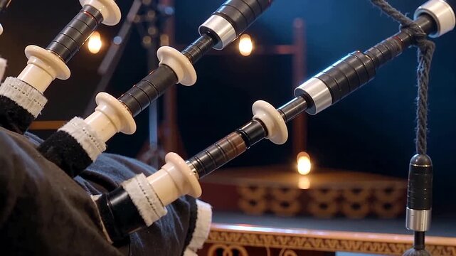 Close-up of Bagpipes with Warm Lighting