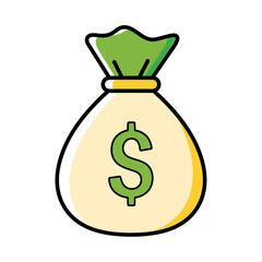 Vector Simple Money Bag SVG Icon with Green Dollar Sign Flat Design