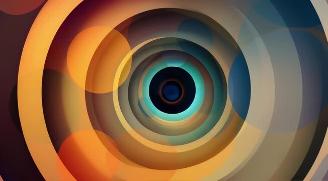 Abstract circles expanding and contracting, pulsating with the beat of a deep house track, changing colors with the intensity of 