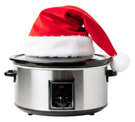 Stainless Steel Electric Slow Cooker with a Santa Hat