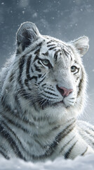 Fototapeta premium white tiger in the snow