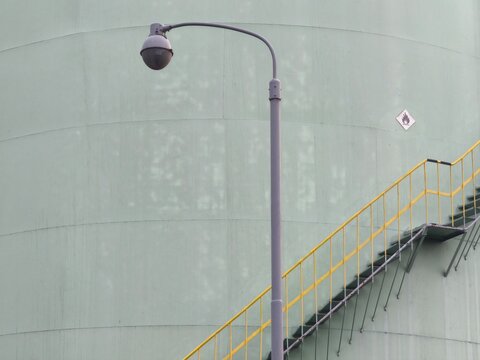 Industrial Tank with Lamp Post and Staircase