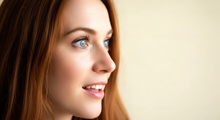 Naklejka premium Close-up of a beautiful woman's face with a very emotional expression.