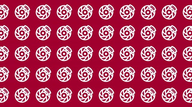 Background of white brake rotors on dark red suitable for automotive industry marketing materials, mechanic shop website banners, and car repair blog posts.