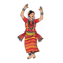 Dancer woman traditional dress culture folk dance costume