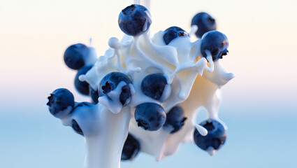 blueberries floating in milky mass