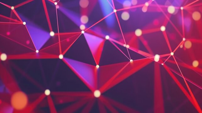 Abstract Network Connection with Red Lines and Dots