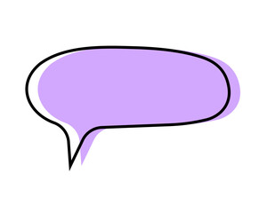 Cute speech bubble template. Empty dialogue cloud, idea balloon, textbox, quote frame, message tag, feedback label or discussion sticker isolated on white background. Vector graphic illustration.