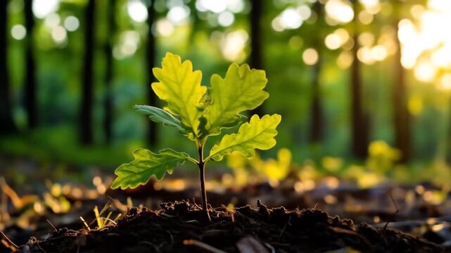 Sprout in Forest Sunlight.