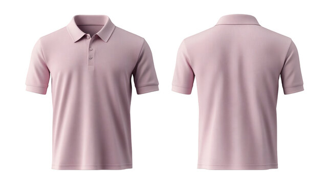 Plain Light Pink Polo Shirt Mockup Front and Back Views 3D Rendering on transparent background