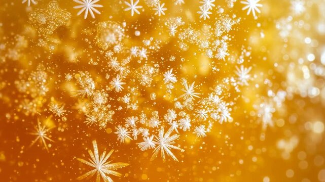 Closeup of crystallized honey with snowflake patterns in golden light
