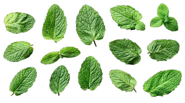 A collection of fresh green mint leaves for culinary and herbal use