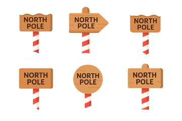 Christmas silhouette icon set. featuring north pole signs, candy cane poles, and winter symbols