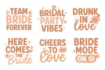 Wedding celebration flat icon set. featuring bride, love, cheers, party, forever, drunk, bridal, vibes icons