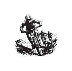 mountain biker silhouette vector illustration 